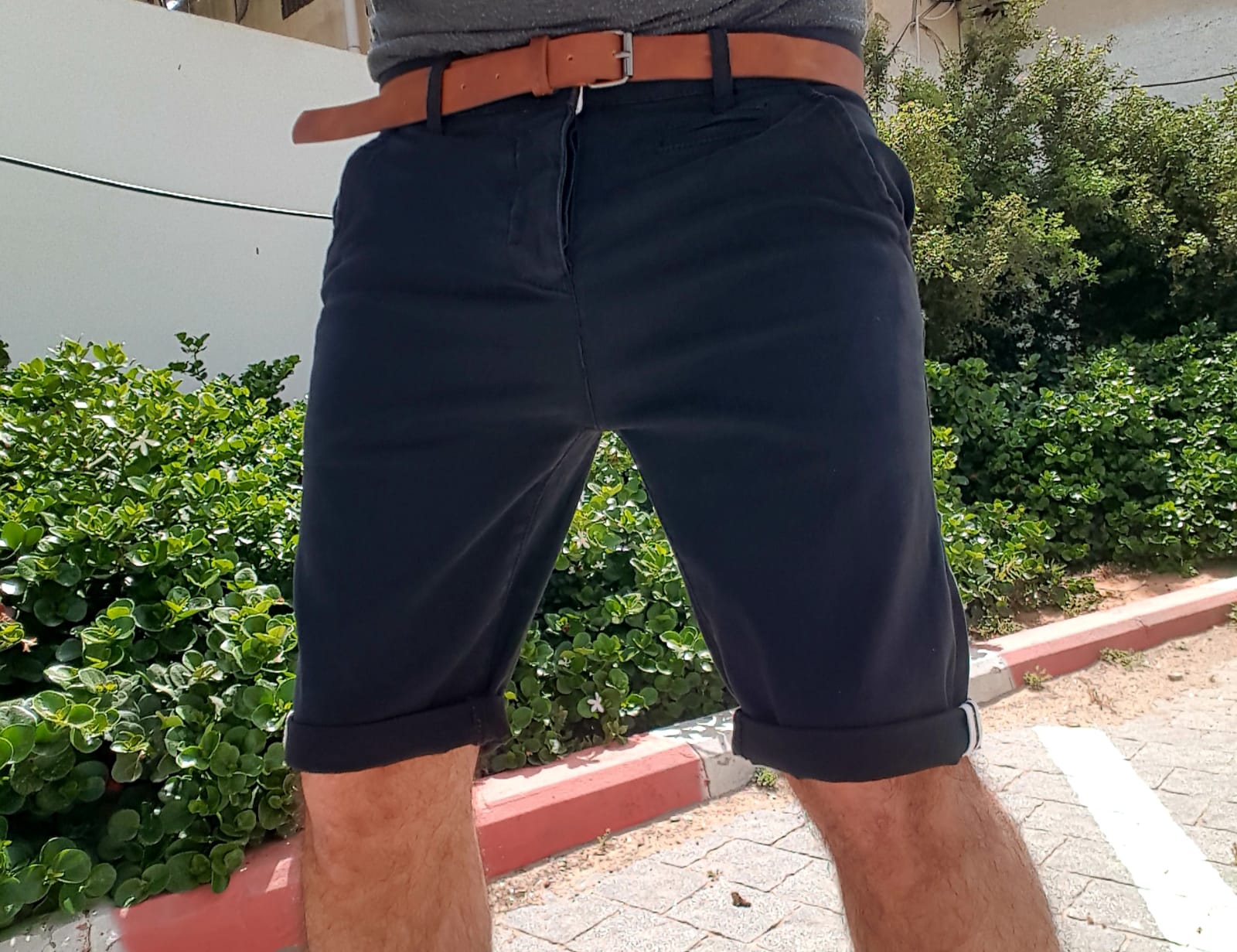 מכנסי ברמודה בד + חגורה